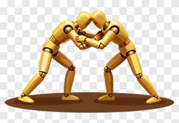 Wooden Mannequins Wrestling PNG