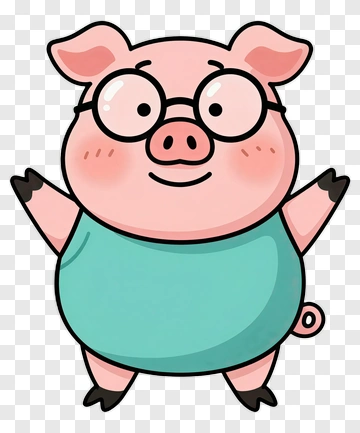 Cartoon Pig Wearing Glasses PNG