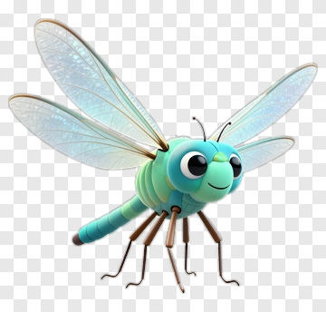 Cartoon Dragonfly With Large Eyes PNG