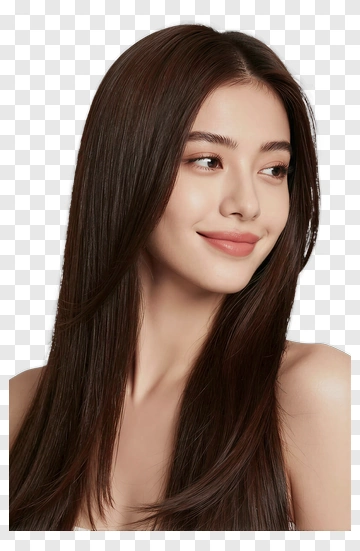 Smiling Woman With Long Brown Hair PNG
