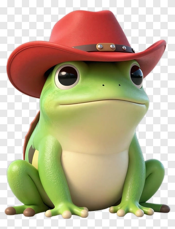 3D Frog Wearing A Cowboy Hat PNG