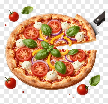 Delicious Pizza With Fresh Vegetables And Cheese PNG