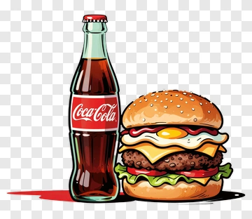 Burger And Coca-Cola Bottle PNG