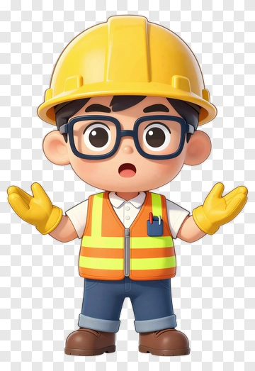 Cartoon Construction Worker Gesturing PNG