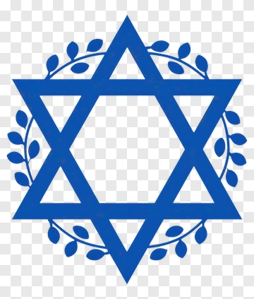 Blue Star Of David With Leaves PNG