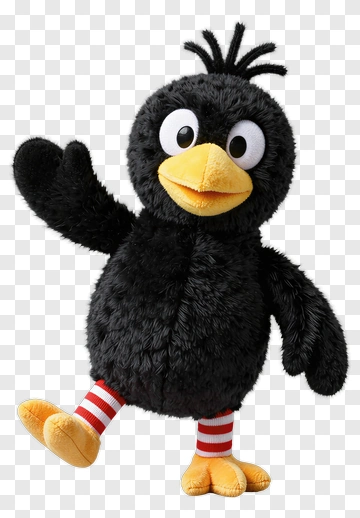Cartoon Black Bird Plush Toy PNG