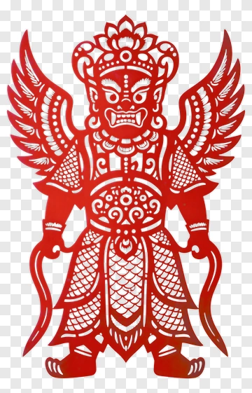 Red Winged Guardian Figure PNG