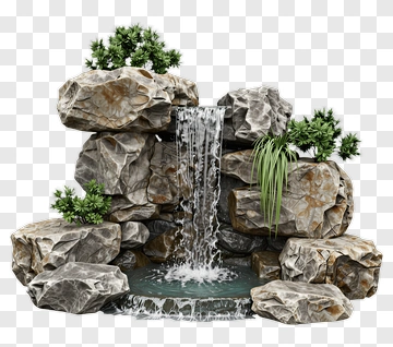 Rock Waterfall With Greenery PNG