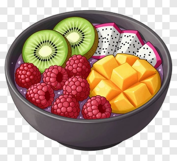Colorful Fruit Bowl With Kiwi And Mango PNG