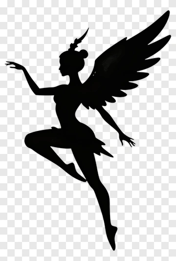 Silhouette Fairy With Wings PNG