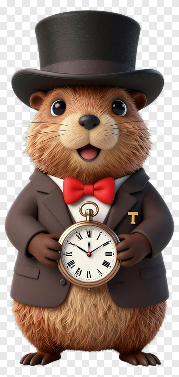 Cartoon Groundhog Holding A Pocket Watch PNG