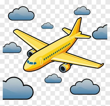 Yellow Airplane Flying Through Clouds PNG