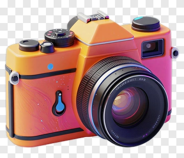 3D Orange Camera PNG