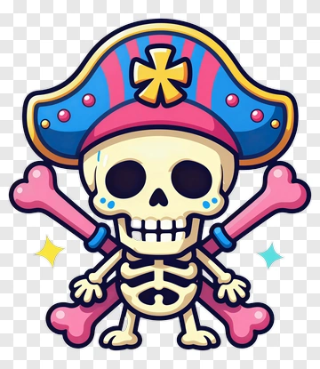 Cartoon Pirate Skeleton With Crossbones PNG