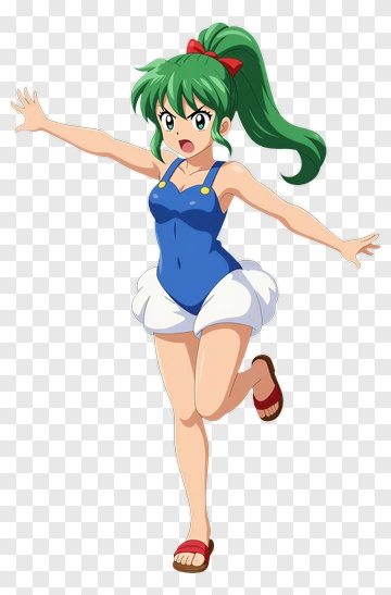 Cartoon Girl In A Blue Swimsuit PNG