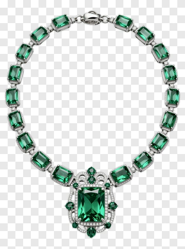 Emerald Necklace With Silver Accents PNG