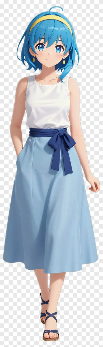 Anime Girl In Blue Dress PNG
