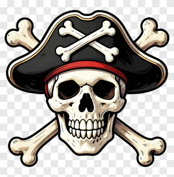 Cartoon Pirate Skull With Crossbones PNG