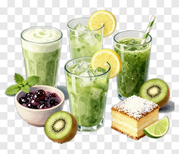 Refreshing Green Smoothies And Desserts PNG