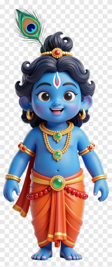 3D Cartoon Krishna Figure PNG