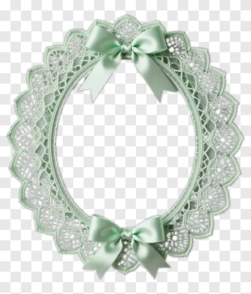 Lace Frame With Mint Green Bows PNG