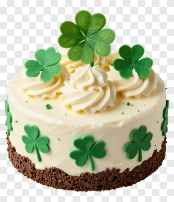 St. Patrick's Day Cake With Green Shamrocks PNG