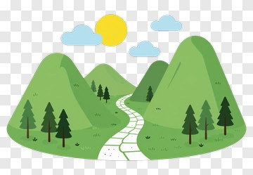 Scenic Mountain Landscape With Path And Trees PNG