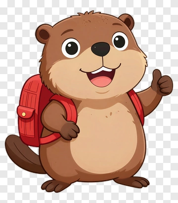 Cartoon Otter With A Backpack PNG