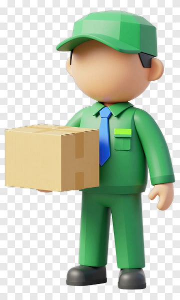 3D Delivery Person Holding A Package PNG