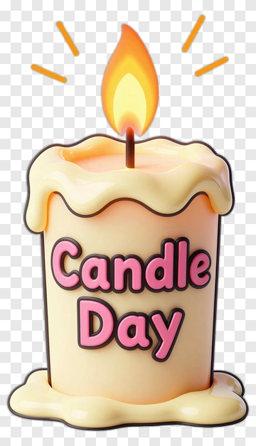 Cartoon Candle With Flame And Candle Day Text PNG
