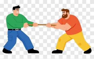 Cartoon Men Engaged In Tug Of War PNG