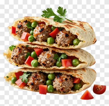 Stacked Tortillas Filled With Meat And Vegetables PNG