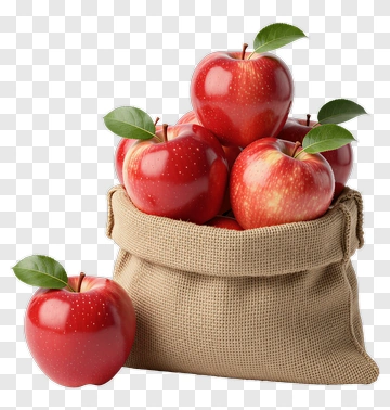 Red Apples In A Burlap Bag PNG