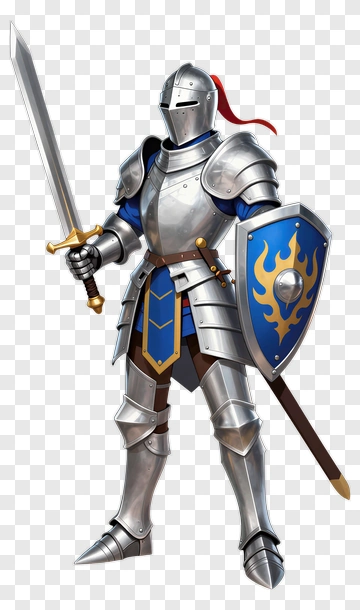 3D Knight Holding A Sword And Shield PNG