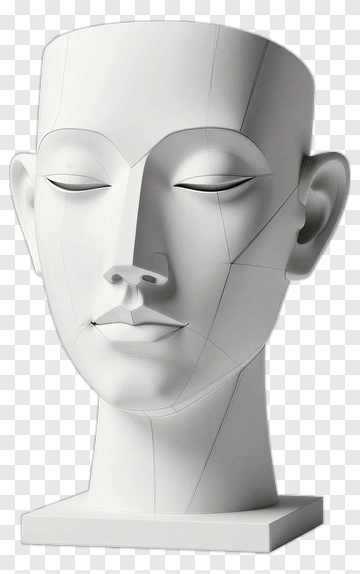 Stylized White Head Sculpture PNG