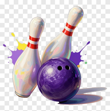 Colorful Bowling Ball And Pins PNG