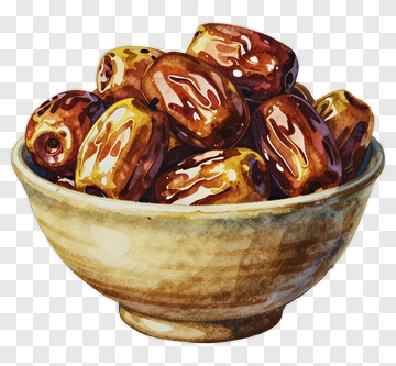 Watercolor Bowl Of Dates PNG
