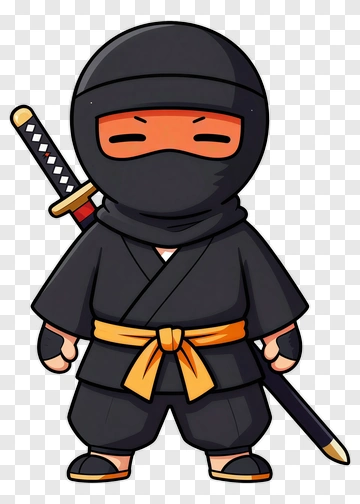 Cartoon Ninja Holding A Sword PNG