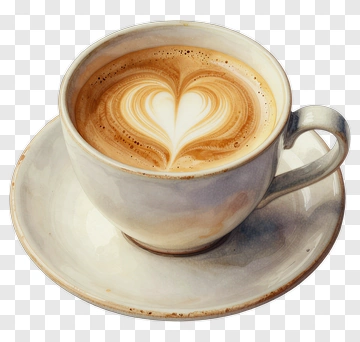 Coffee Cup With Heart Latte Art PNG