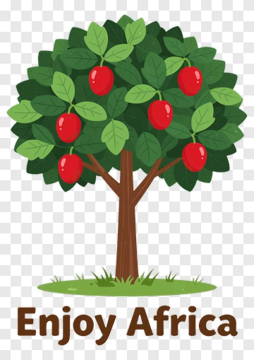 Tree With Red Apples And Enjoy Africa Text PNG