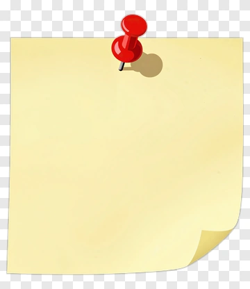 Sticky Note With Red Push Pin PNG