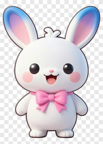 Cartoon Bunny With Pink Bow PNG