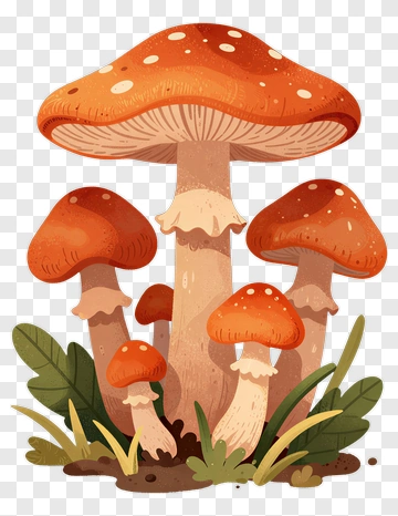 Colorful Mushroom Cluster PNG