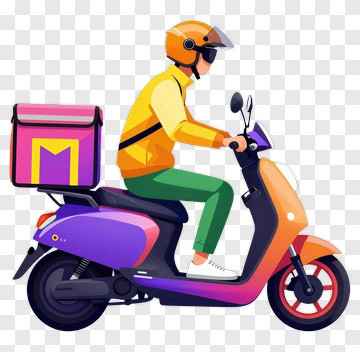 Delivery Rider On A Scooter PNG