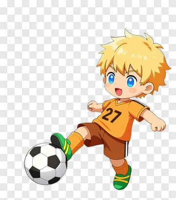 Cartoon Boy Kicking A Soccer Ball PNG