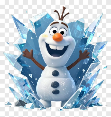 Cartoon Snowman With Ice Crystals PNG