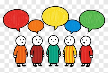Cartoon People With Speech Bubbles PNG