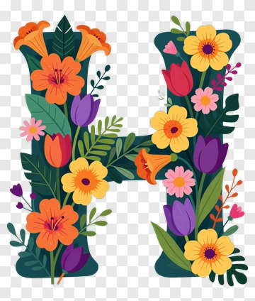 Colorful Floral Letter H PNG