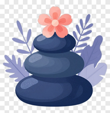 Stack Of Smooth Stones With A Flower PNG