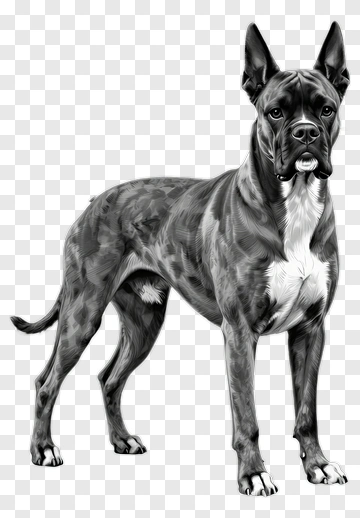 Black And White Boxer Dog PNG